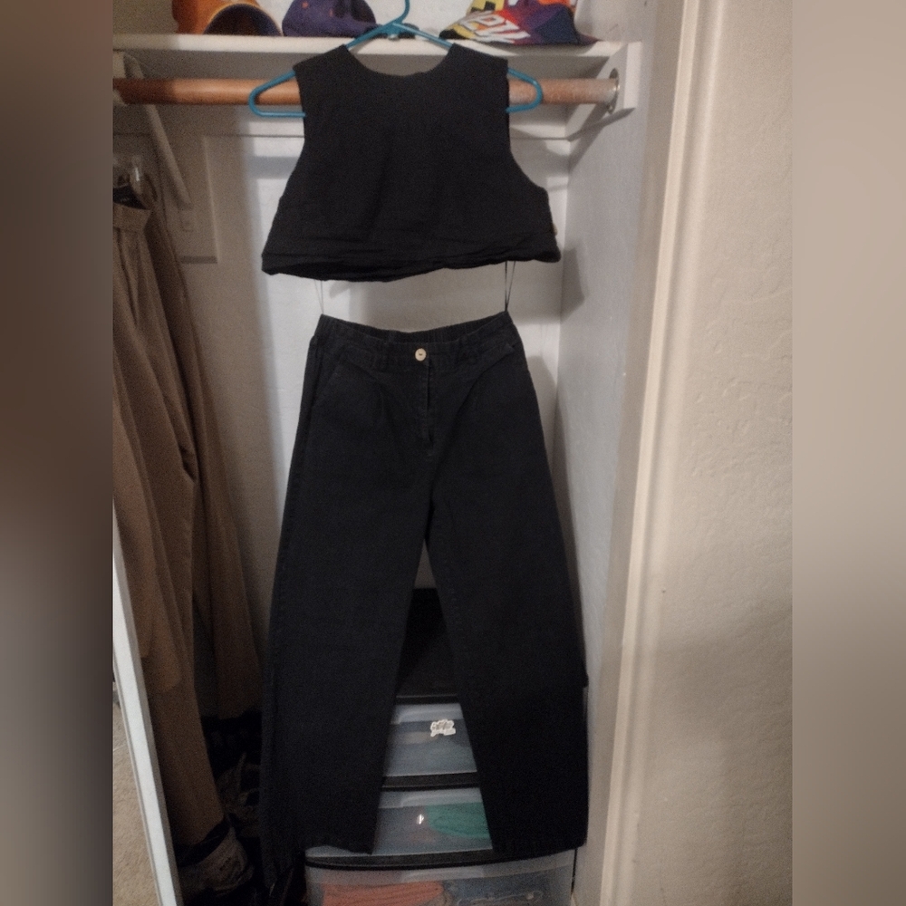 Commense Charcoal Wide Leg Pants